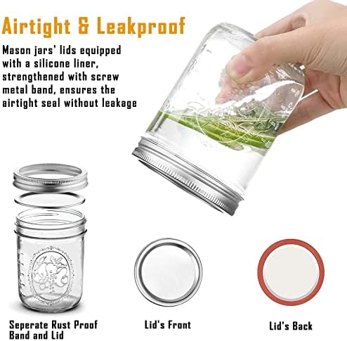 Wide Mouth Mason Jar 16oz with Lids 6pk