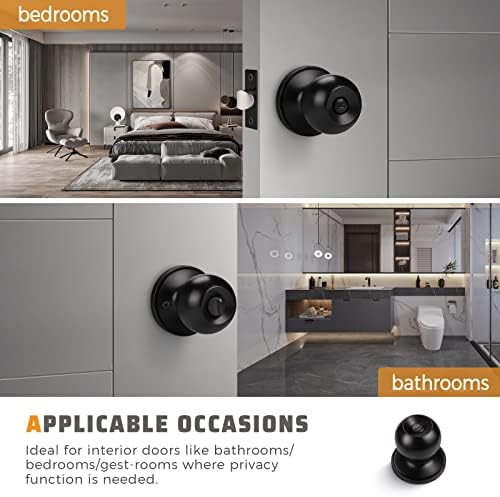 KNOBWELL 3-Pack Matte Black Door Knobs