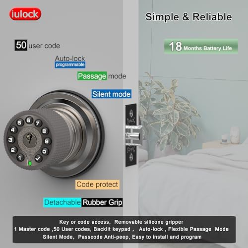 Smart Keypad Door Lock with 50 User Codes Waterproof Distinctive Design