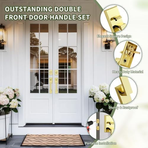 Moquin Double Front Door Lock Set with Polished Brass Finish