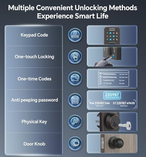 Smart Keyless Entry Door Lock with Keypad Handle Oil Rubbed Bronze