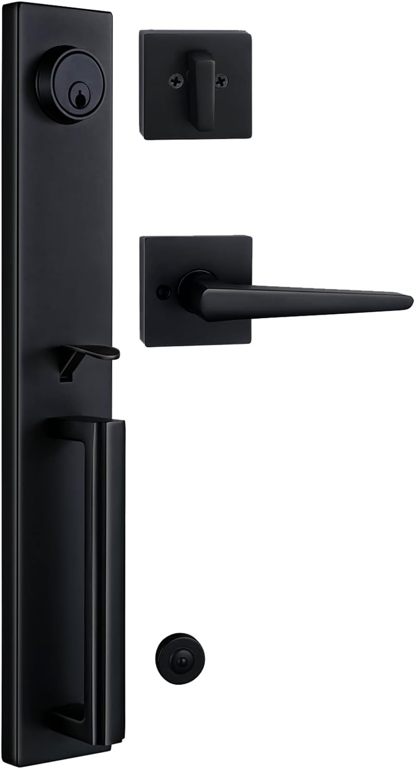 NEWBANG Door Handlesets for Heavy Duty Doors Matte Black Reversible