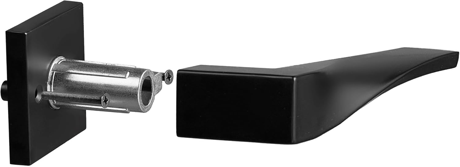 Berlin Modish Sleek Series Entry Lever Door Handle Set Reversible Iron Black