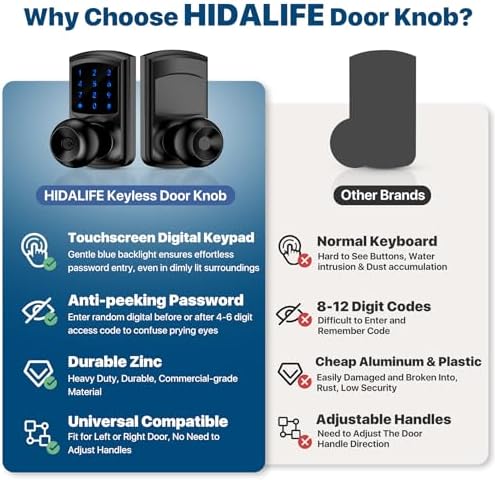 Hidalife Keyless Entry Door Lock with Code