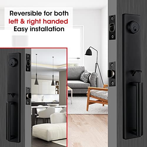 NEWBANG Door Handlesets for Heavy Duty Doors Matte Black Reversible