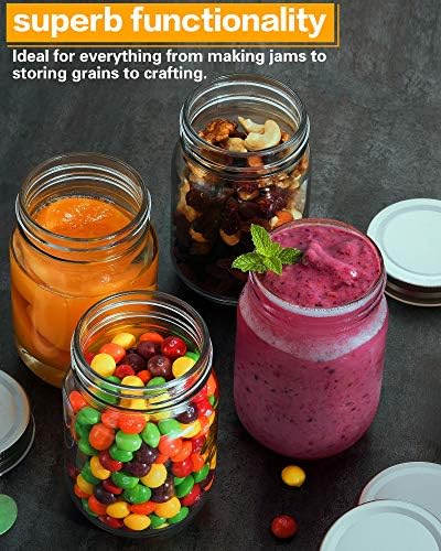 Premium 12oz Glass Jars with lids for Canning Storage