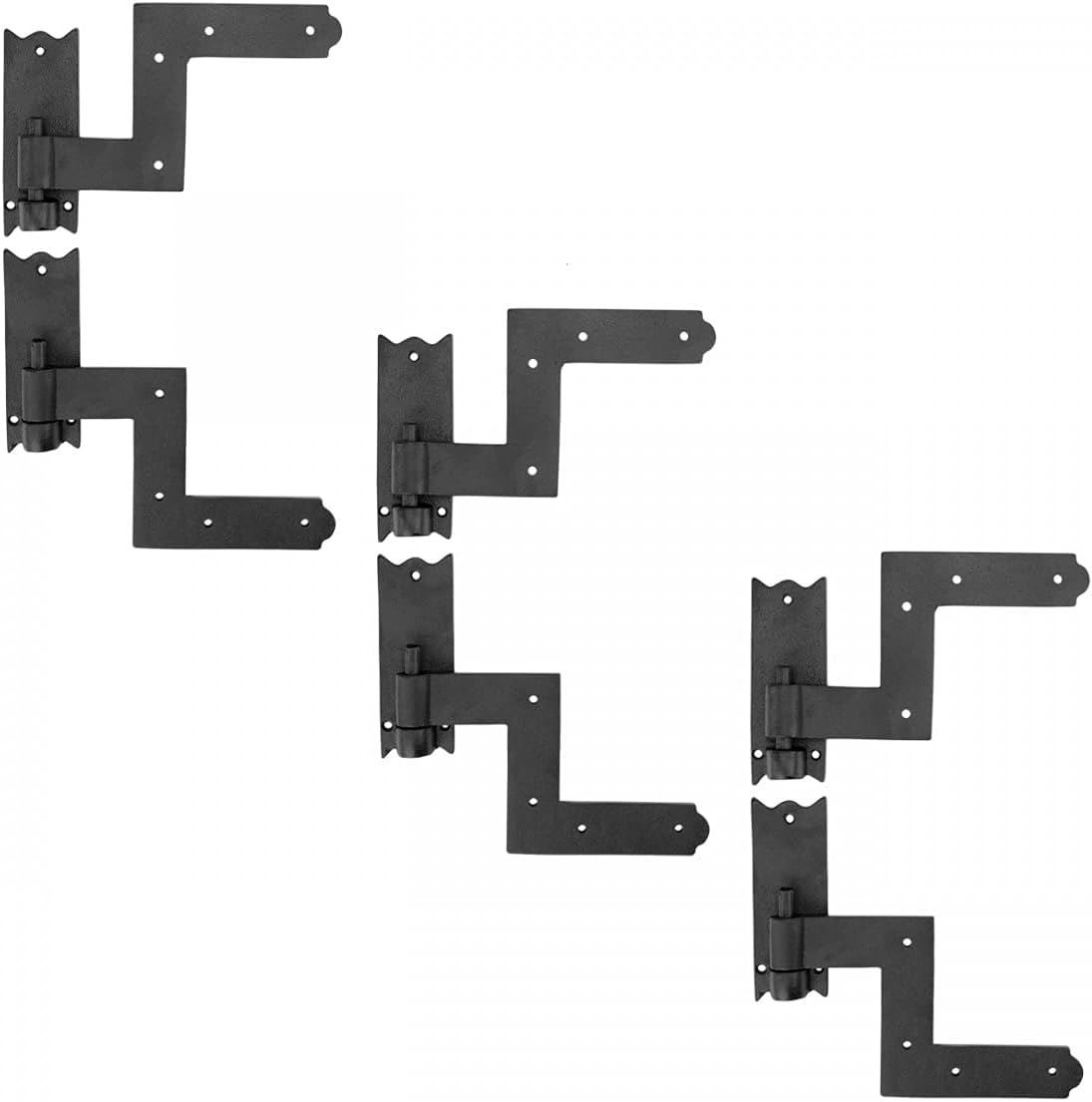 Black Wrought Iron Hinges - Lift-Off Pintle Strap Pair