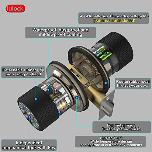 Smart Keypad Door Lock with 50 User Codes Waterproof Distinctive Design