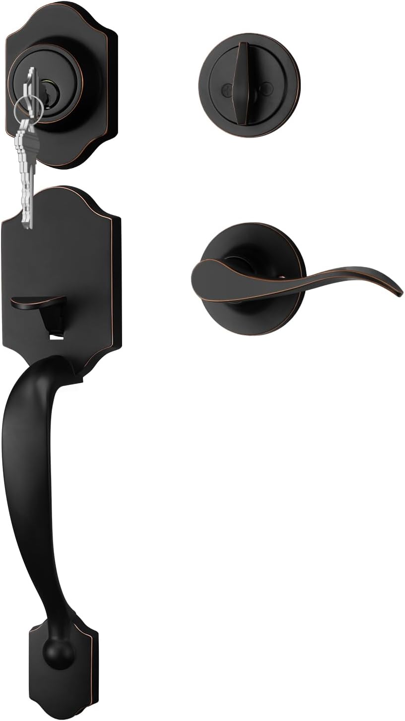 GoldenWarm Oil-Rubbed Bronze Front Door Handle Deadbolt Set
