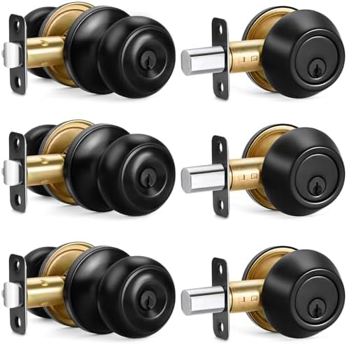 Secure and Modern 3-Set Door Knob Deadbolt Combo