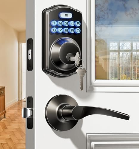 Seamless Keyless Entry Door Lock Set with 2 Lever Handles