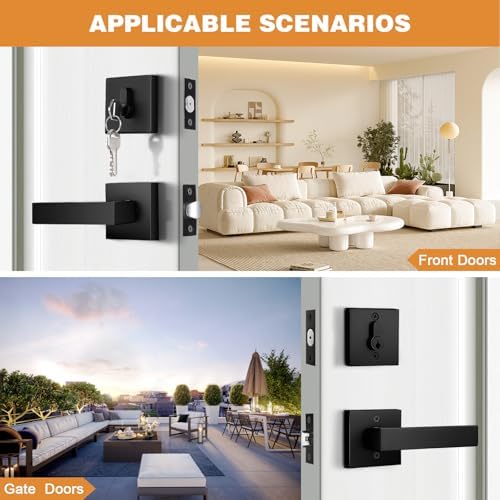 Probrico Exterior Door Lockset with Matte Black