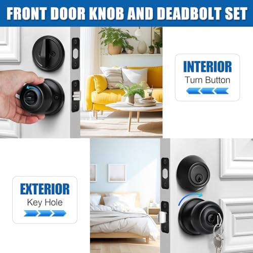 Secure and Modern 3-Set Door Knob Deadbolt Combo