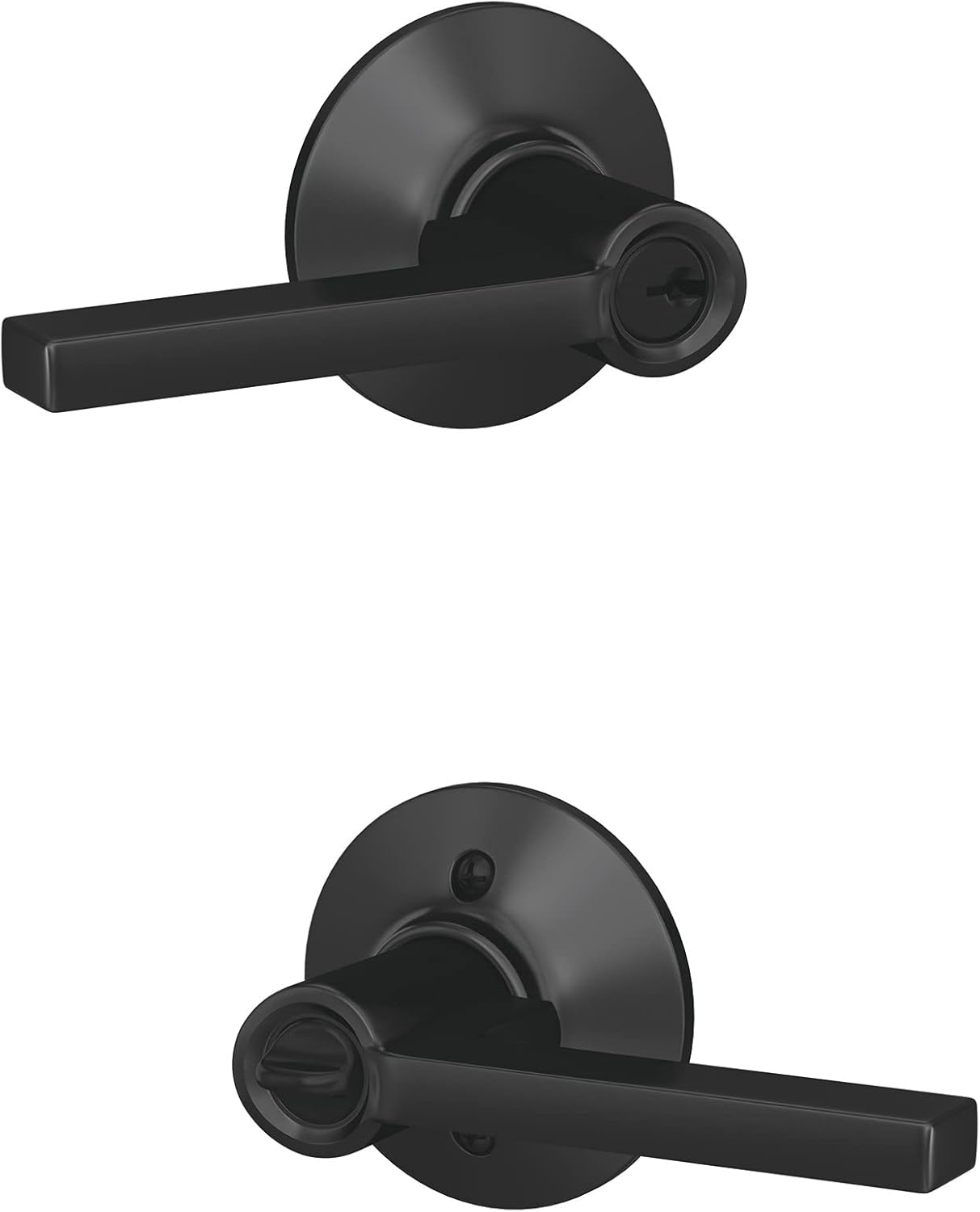 Schlag F51 V LAT Door Lever Matte Black Keyed Entry Lock Solution