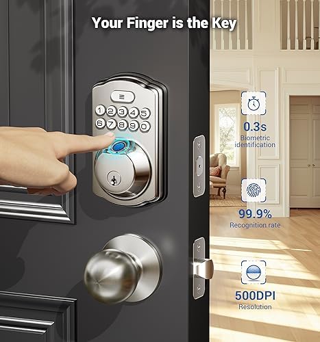 Fingerprint Door Lock with 2 Knobs