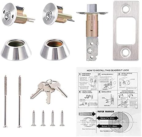Double Keyed Deadbolt Lock PrivacyPassage Satin Stainless Steel Silver