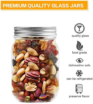 Premium 12oz Glass Jars with lids for Canning Storage