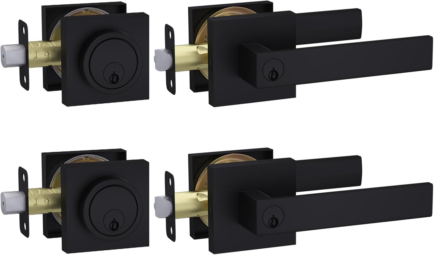 Haidms 2-Piece Black Exterior Door Lock Set