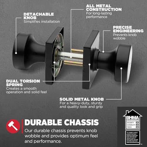 Secure Modern Keyless Door Knob Bathroom Bedroom Privacy Knob