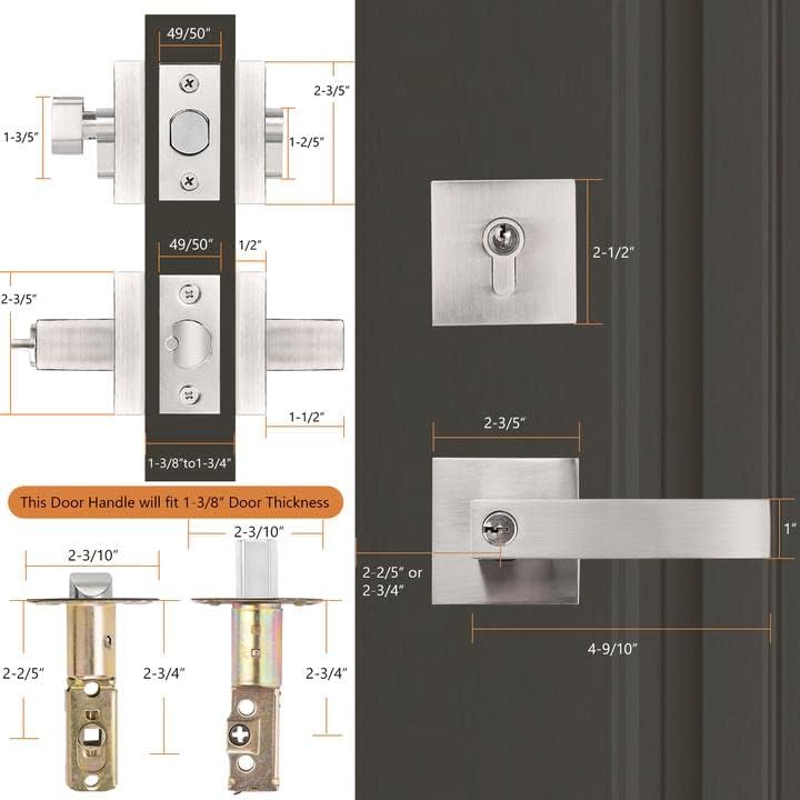 Probrico 2-Piece Door Lock Set Keyed Alike FrontOffice Use