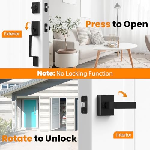 HOSOM Matte Black Front Door Handle Set - Versatile Door Security