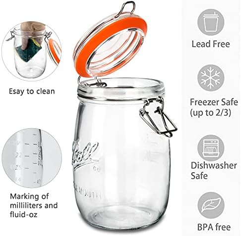Wide Mouth Glass Jars 32oz x4 Set