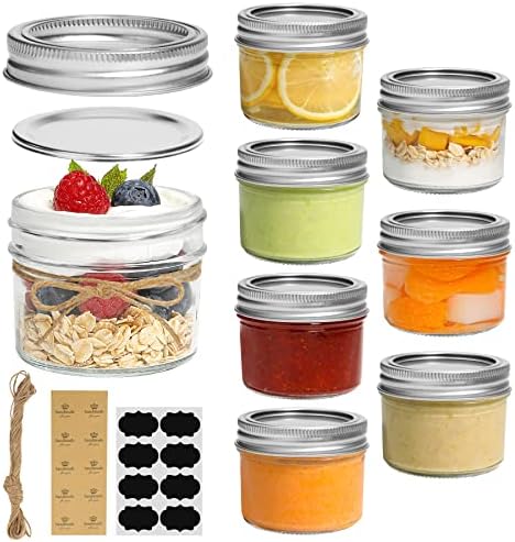 ComSaf Mini Mason Jars Set of 8 - Compact Durable