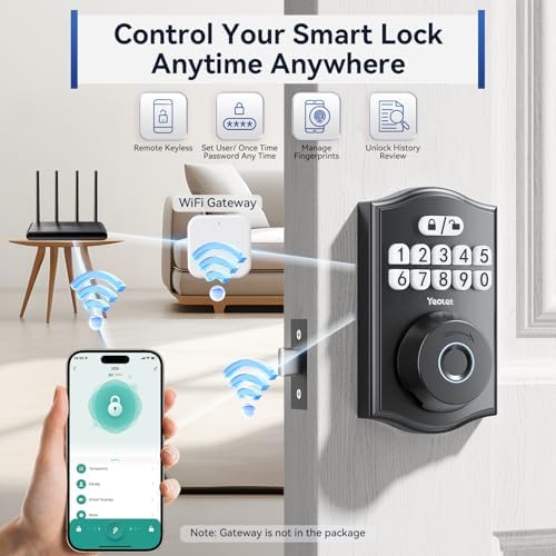 Yeolet Keyless Entry Door Lock with App Control Anti-Peeping Code