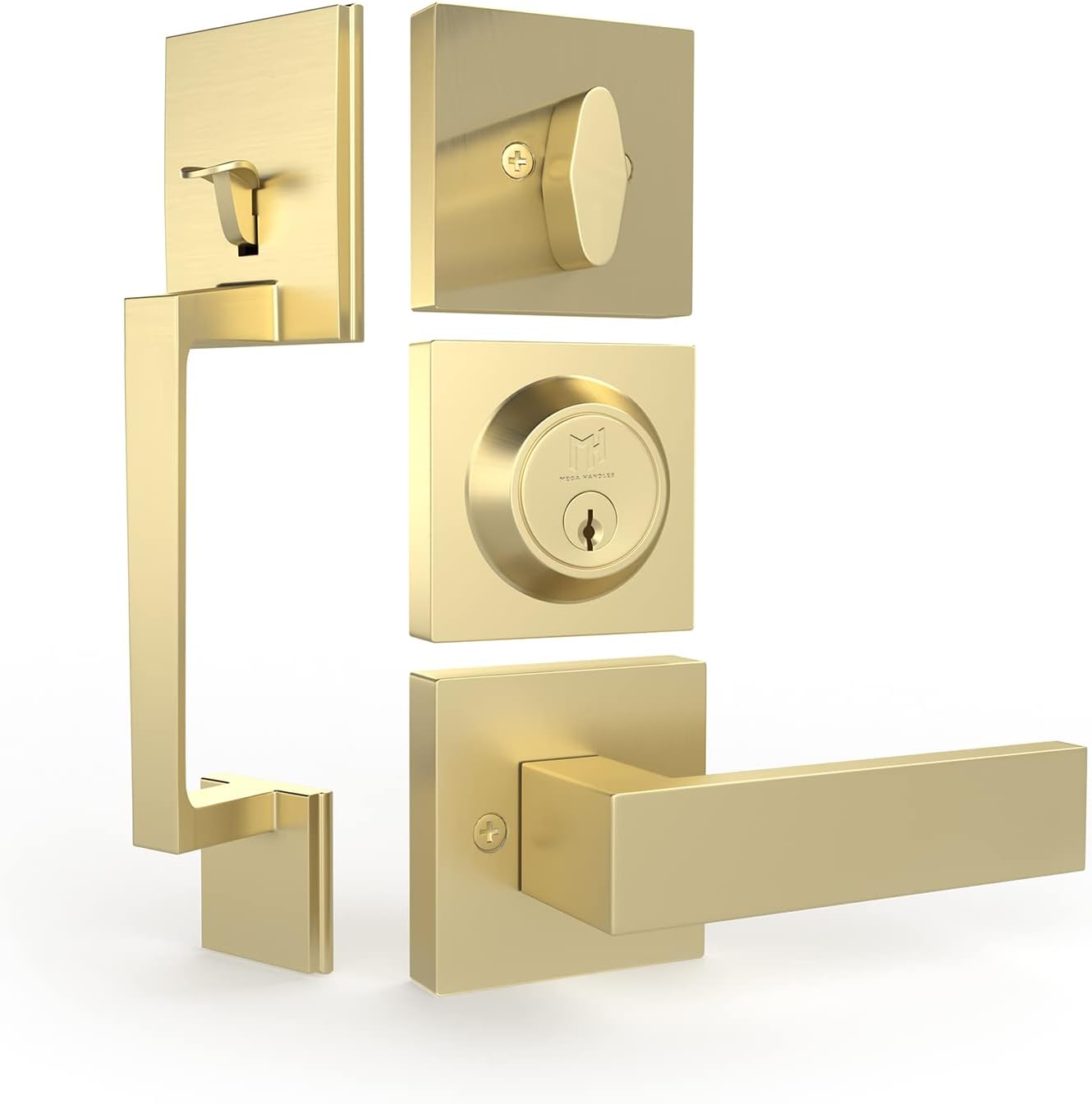 TOBELLE Modern Entry Door Handleset in Satin Brass Finish