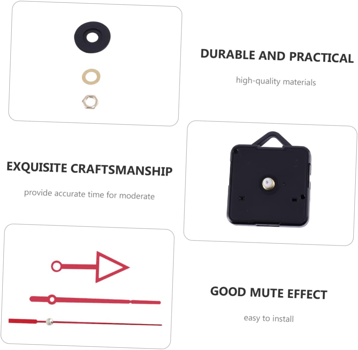 Veemoon Red Clock Hands and Mechanism Kit for DIY