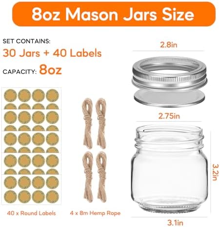 SZUAH 30-Piece Mason Jar Set