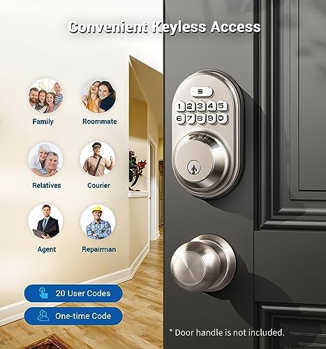 Keyless Entry Door Lock SATIN Nickel Smart Deadbolt Easy Install 4AA Batteries