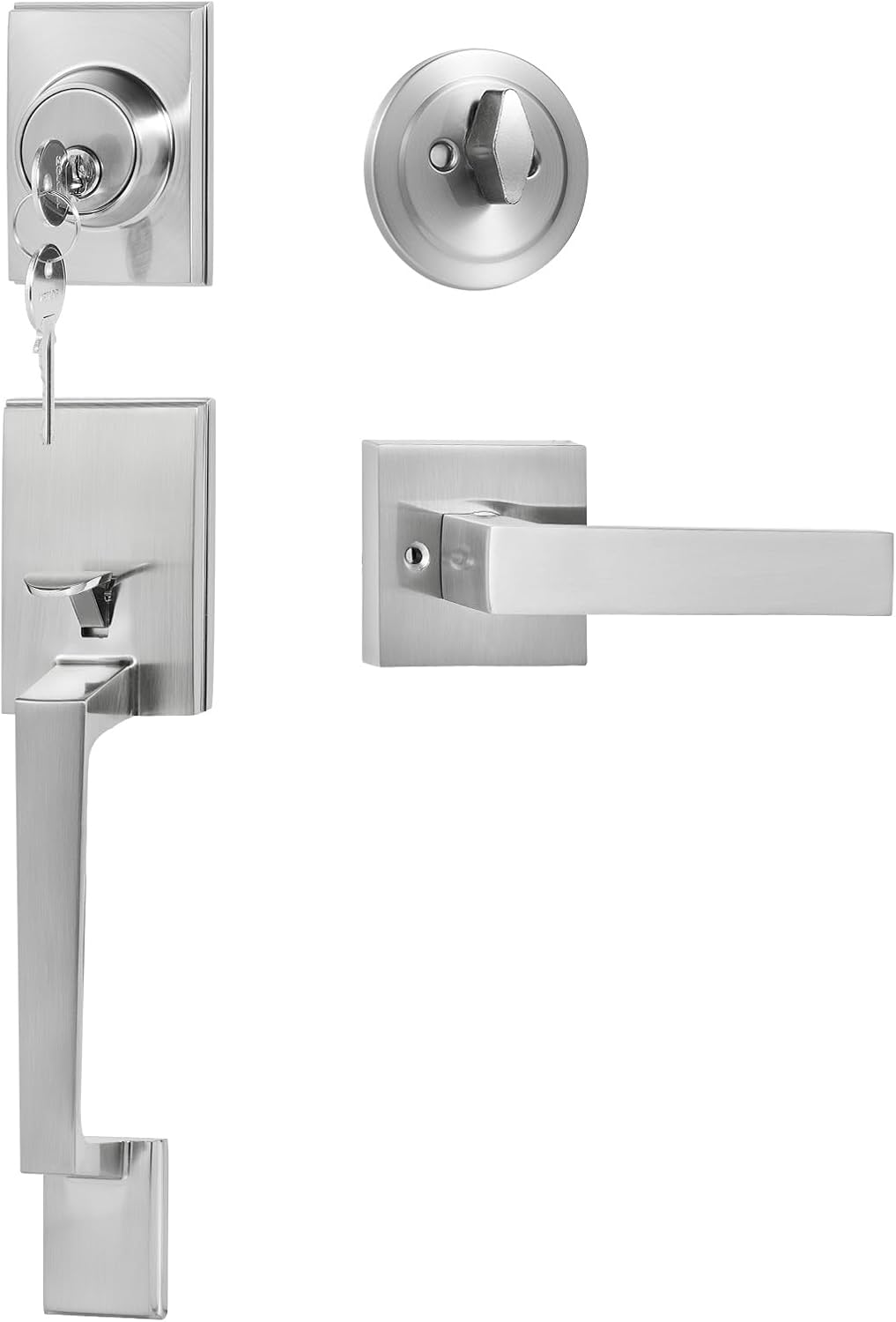 VEVOR Front Door Handle Set with Satin Nickel Hardware