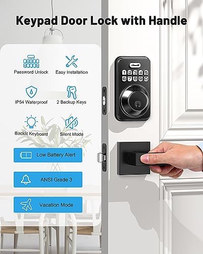 Zowill Keyless Entry Door Lock with 2 Lever Handles