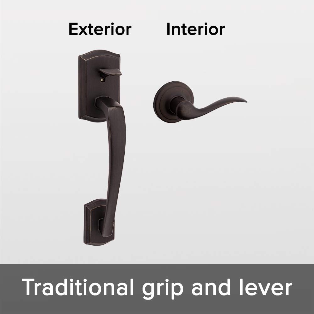 Kwikset Prescott Front Door Handle Set with Microban Protection