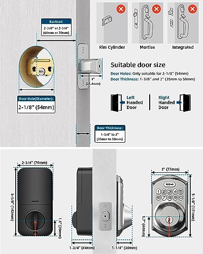 Smart Deadbolt Lock with Keypad for Front Door Keyless Entry Security