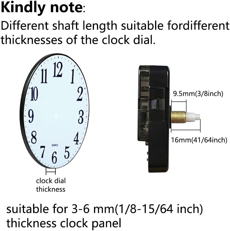 High-Quality quartz clock mechanism replacement 16mm shafts with detailed dimensions