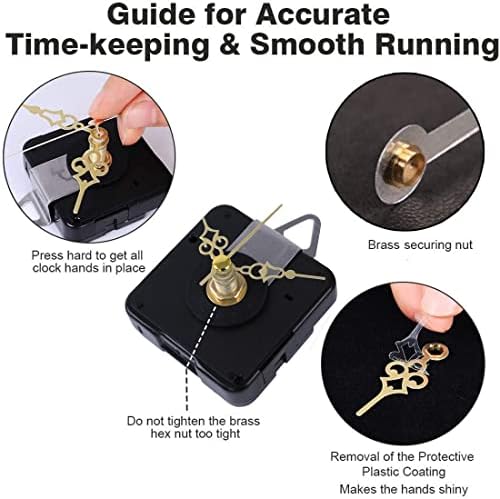 3-Piece Silent Clock Mechanism Kit with Different Shaft Sizes