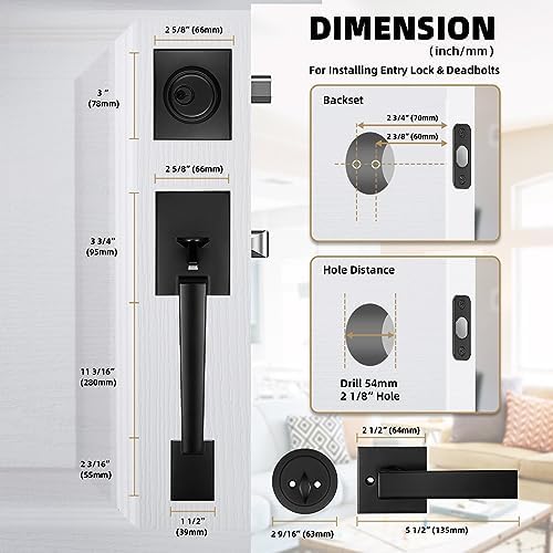 Azdele Front Door Handle and Deadbolt Set Front Door Lock Set