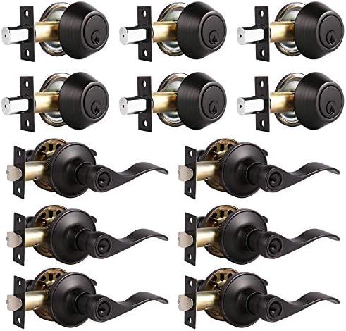 Probrico 6 Set Door Entry Lever Multi Cylinder Deadbolt Combo Set