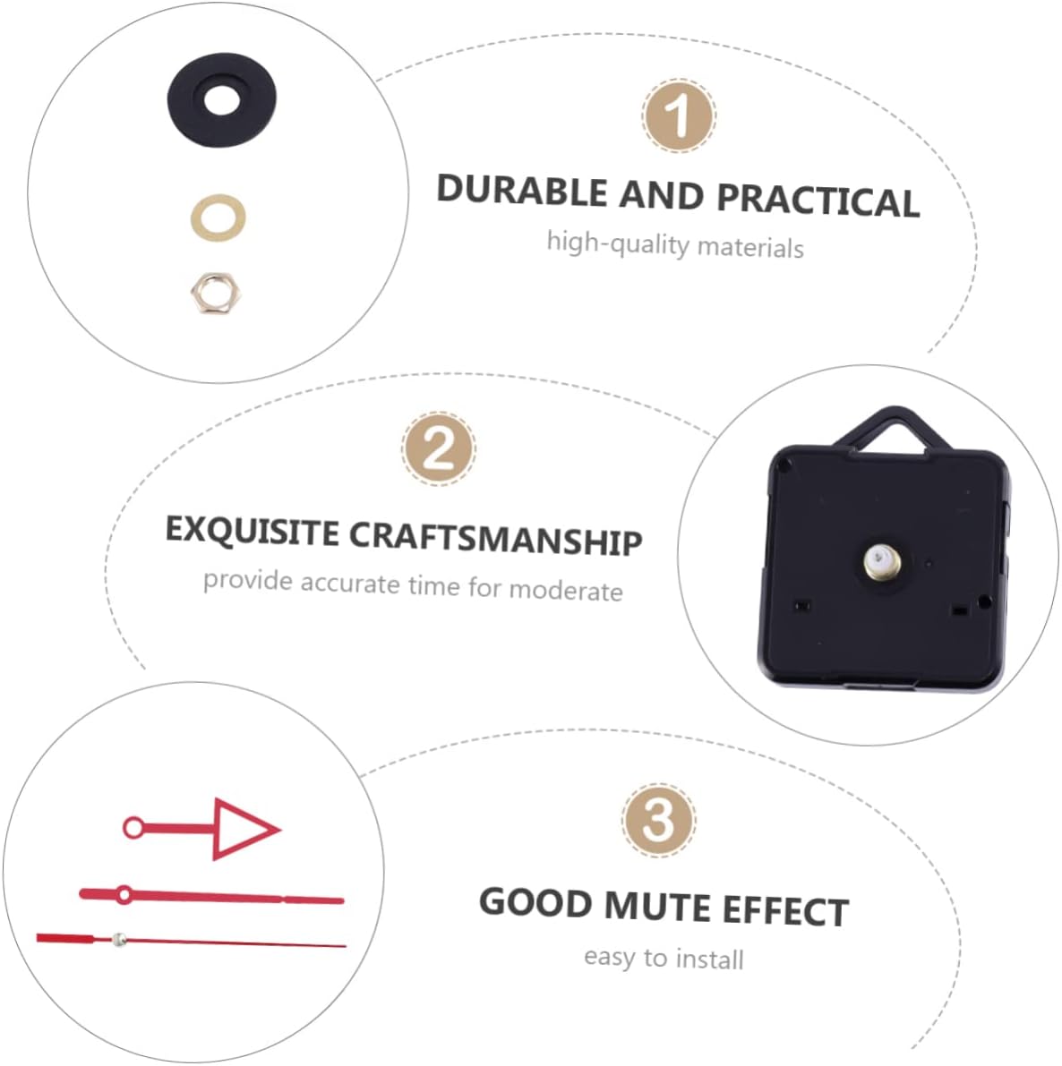 Veemoon Red Clock Hands and Mechanism Kit for DIY