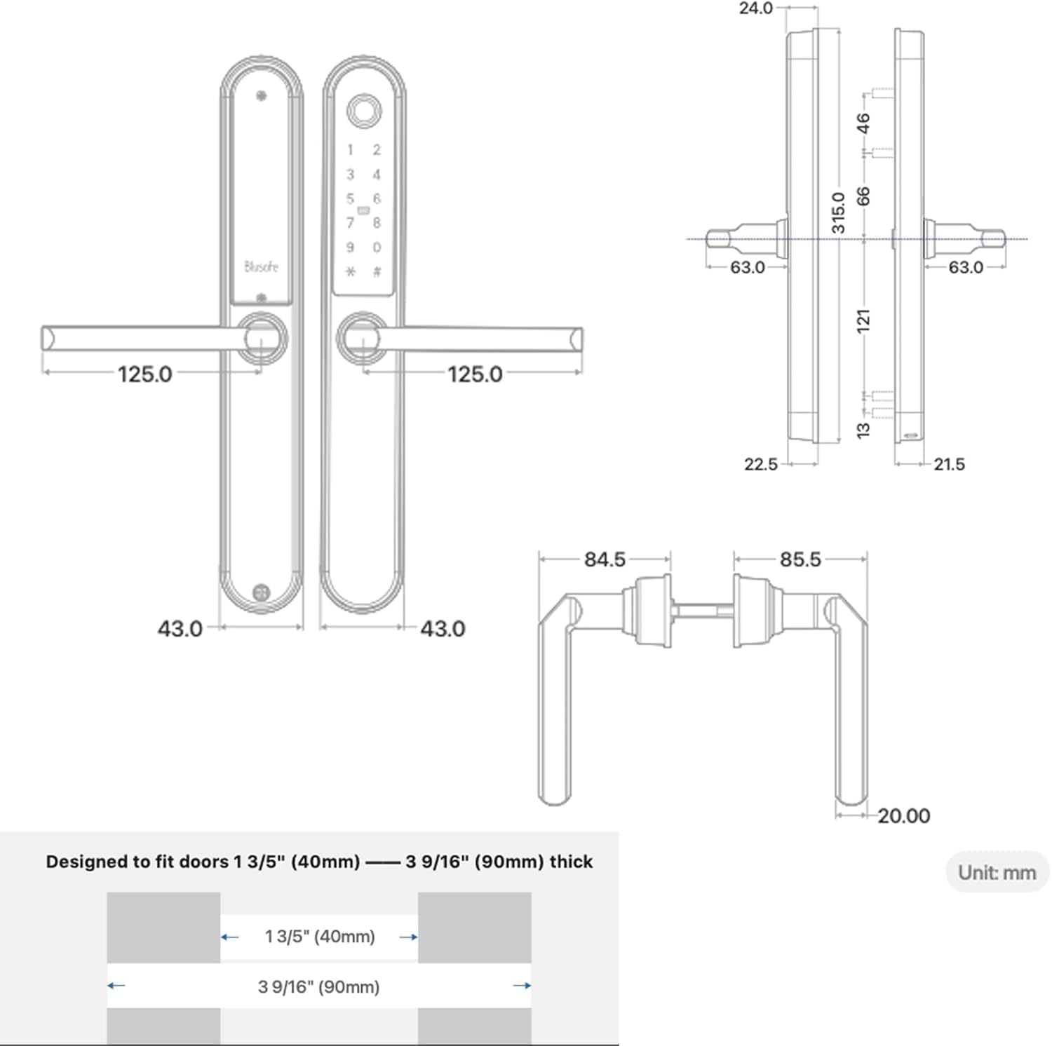 Blusafe Secure Keyless Door Handle