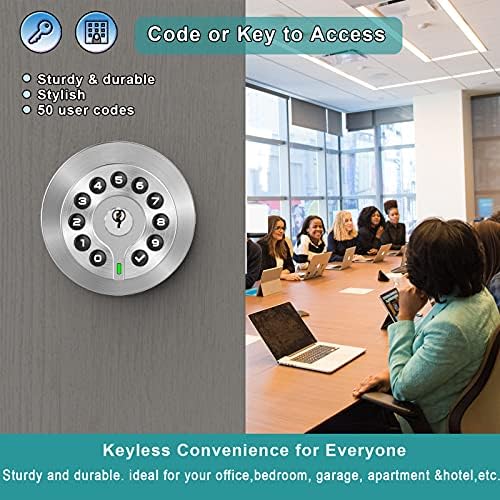 Keypad Door Knob with Keyless Entry 50 User Code Easy to Install