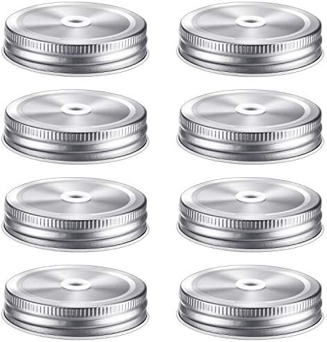 Muddle 8-Piece Metal Mason Jar Lids 27-Inch Silver Leak-Proof Reusable