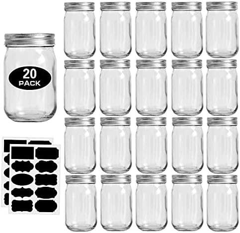 Premium 12oz Glass Jars with lids for Canning Storage