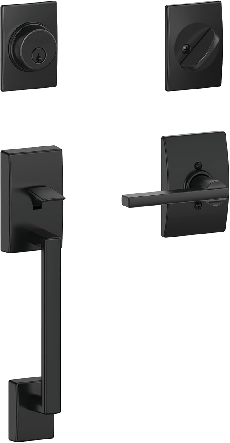 Schlage F60 CEN 622 LAT CEN Front Entry Handleset with Matte Black