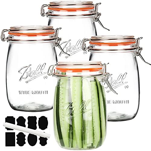 Wide Mouth Glass Jars 32oz x4 Set