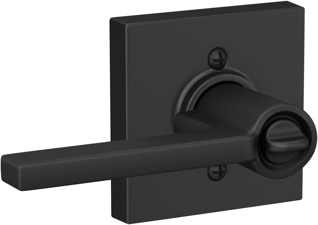 Schlag Door Lever with Collins Trim Matte Black