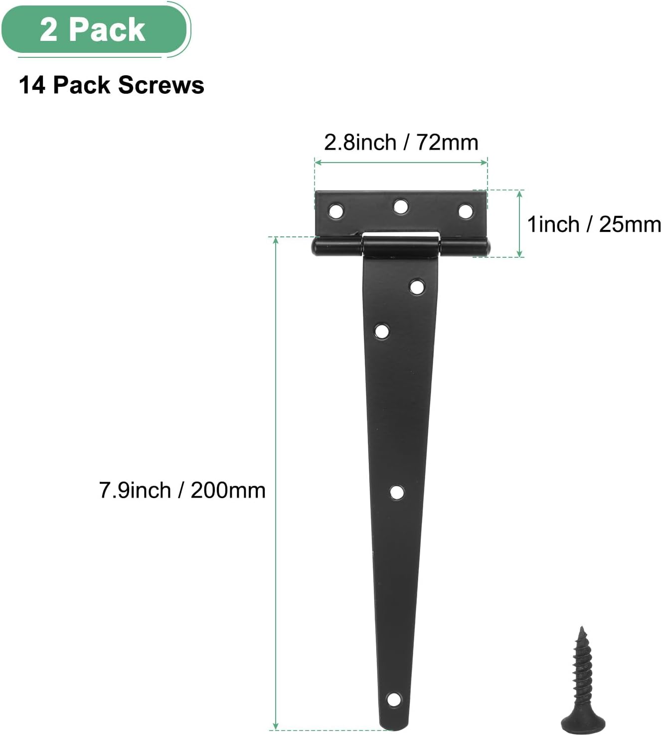 2-Pack Iron T-Strap Shed Door Hinges
