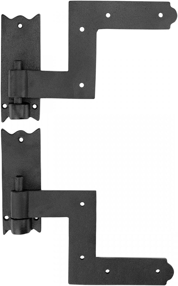Black Wrought Iron Hinges - Lift-Off Pintle Strap Pair